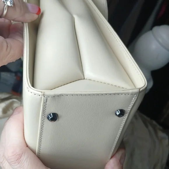 Givenchy Maroquinerie Leather Handbag In Cream Color & Gold Crossbody Chain - Picture 10 of 11